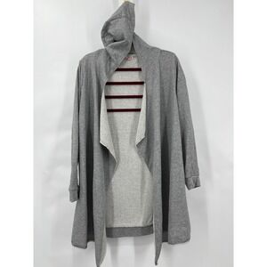 Juicy Couture Gray Metallic Shimmer Hooded Open Front Waterfall Cardigan XL